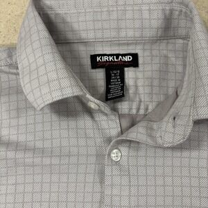 Kirkland Signature Men's Shirt Gray Button Down ,size Large Long Sleeve